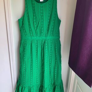 NWT J. Crew dress Kelly green eyelet